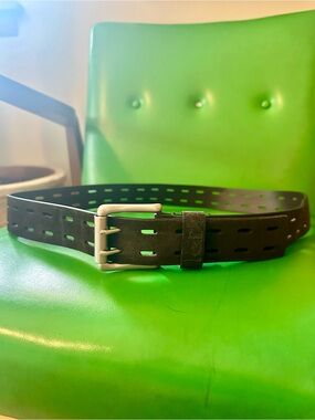 lei Brown Suede Belt with Silver Buckle